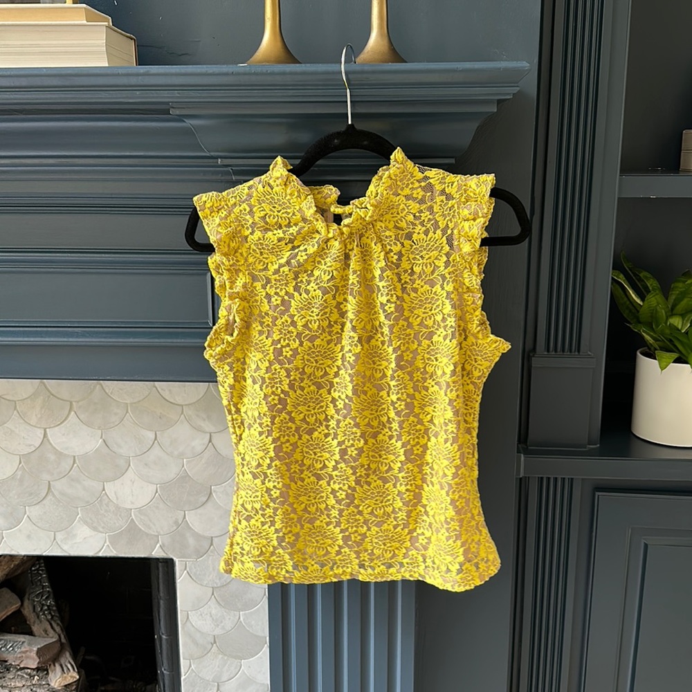 Anthropologie Dolan Stretchy Lace Top in Yellow